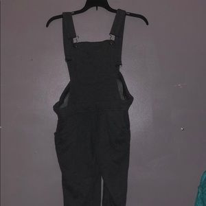 Grey sweatpants overalls